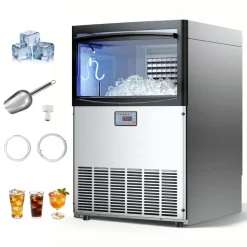 VEVOR Commercial Ice Maker Machine, 200 lbs/24h with 50 lbs Storage Capacity, Built-in/Freestanding/Under Counter, Stainless Steel Ice Maker with LED Display & Self-Cleaning, for Home Bar Restaurant