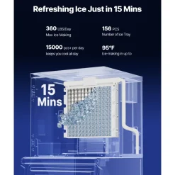 VEVOR Commercial Ice Maker Machine, 800LBS/24H Ice-Making Machine with 300LBS Stainless Steel Storage Bin, Auto Self-Cleaning Ice Maker with Touchscreen for Bar Cafe Restaurant Business Commercial