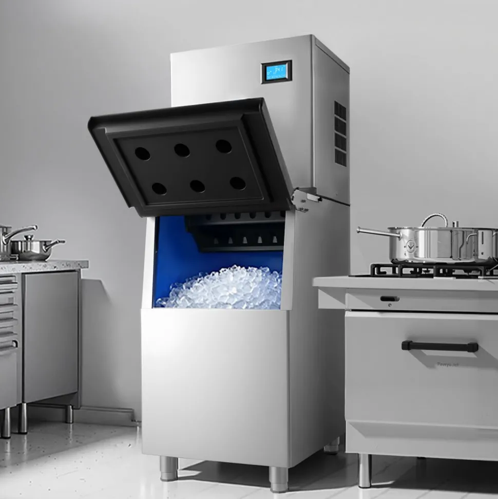 VEVOR Commercial Ice Maker Machine, 800LBS/24H Ice-Making Machine with 300LBS Stainless Steel Storage Bin, Auto Self-Cleaning Ice Maker with Touchscreen for Bar Cafe Restaurant Business Commercial