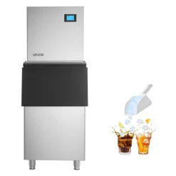 VEVOR Commercial Ice Maker Machine, 800LBS/24H Ice-Making Machine with 300LBS Stainless Steel Storage Bin, Auto Self-Cleaning Ice Maker with Touchscreen for Bar Cafe Restaurant Business Commercial