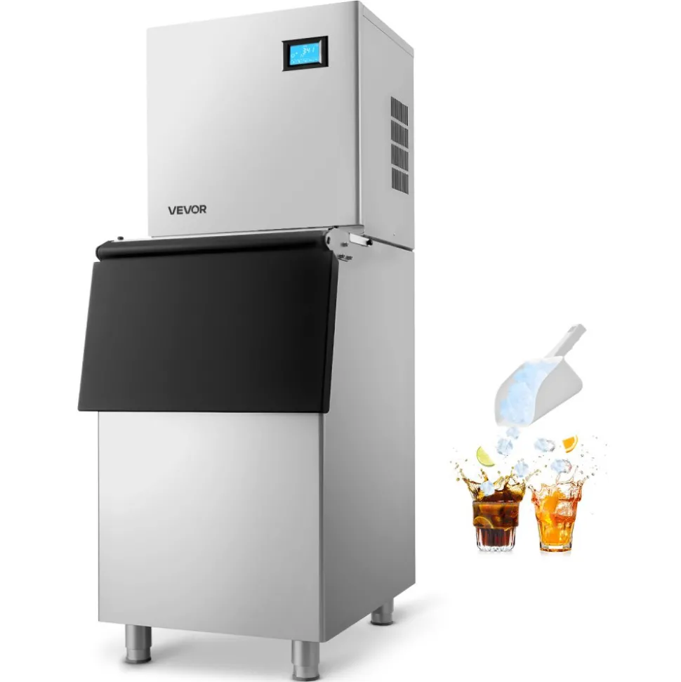 VEVOR Commercial Ice Maker Machine, 800LBS/24H Ice-Making Machine with 300LBS Stainless Steel Storage Bin, Auto Self-Cleaning Ice Maker with Touchscreen for Bar Cafe Restaurant Business Commercial