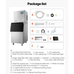 VEVOR Commercial Ice Maker Machine, 800LBS/24H Ice-Making Machine with 300LBS Stainless Steel Storage Bin, Auto Self-Cleaning Ice Maker with Touchscreen for Bar Cafe Restaurant Business Commercial