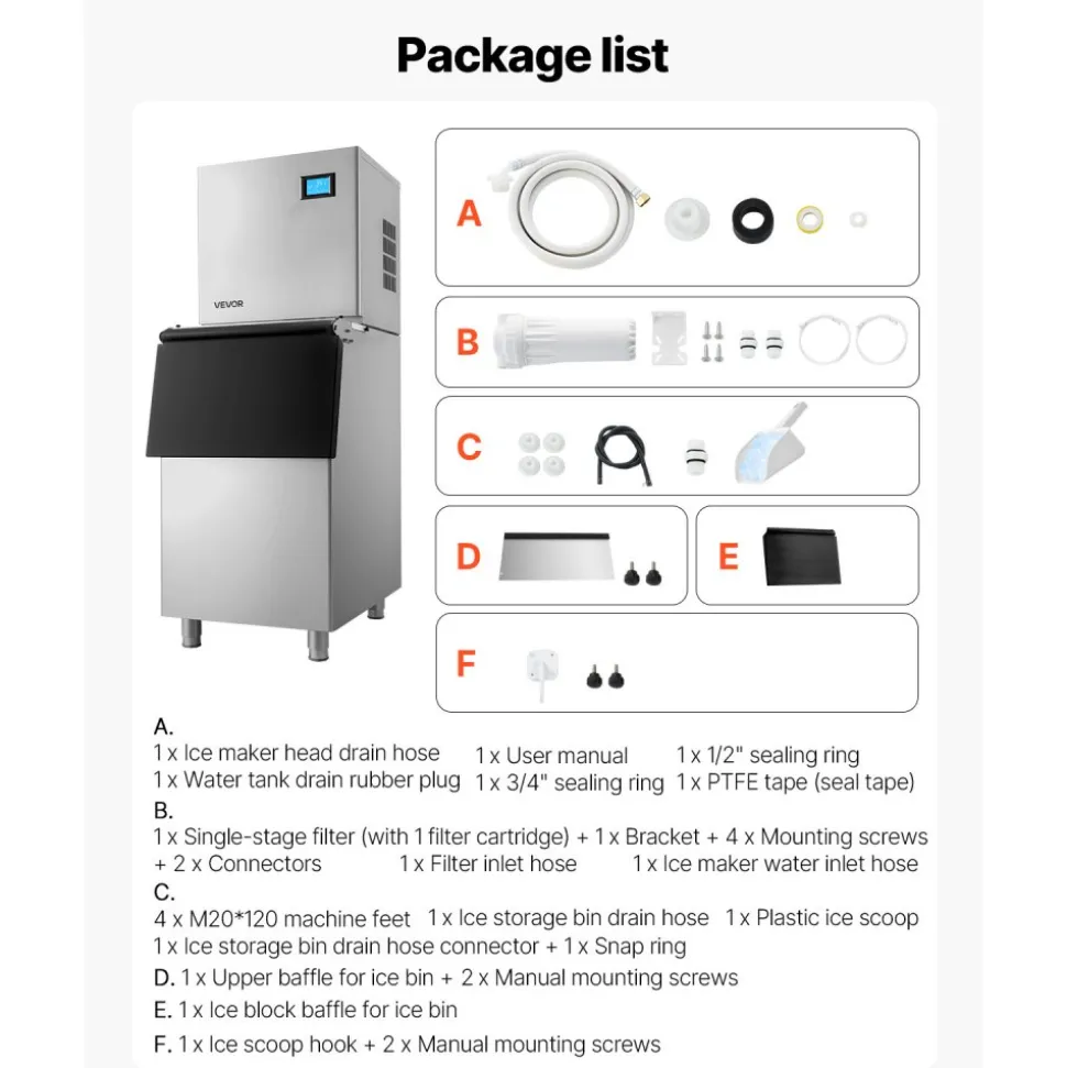 VEVOR Commercial Ice Maker Machine, 800LBS/24H Ice-Making Machine with 300LBS Stainless Steel Storage Bin, Auto Self-Cleaning Ice Maker with Touchscreen for Bar Cafe Restaurant Business Commercial