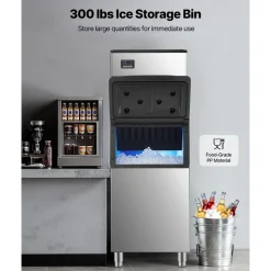 VEVOR Commercial Ice Maker Machine, 400LBS/24H Ice-Making Machine with 300LBS Large Storage Bin, Auto Self-Cleaning Ice Maker with Touchscreen for Bar Cafe Restaurant Business Commercial