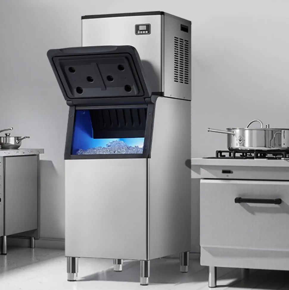 VEVOR Commercial Ice Maker Machine, 550LBS/24H Ice-Making Machine with 300LBS Large Storage Bin, Auto Self-Cleaning Ice Maker with Touchscreen for Bar Cafe Restaurant Business Commercial