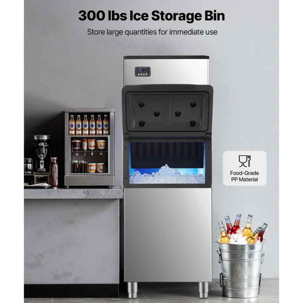 VEVOR Commercial Ice Maker Machine, 550LBS/24H Ice-Making Machine with 300LBS Large Storage Bin, Auto Self-Cleaning Ice Maker with Touchscreen for Bar Cafe Restaurant Business Commercial