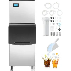 VEVOR Commercial Ice Maker Machine, 360LBS/24H Ice-Making Machine with 300LBS Large Storage Bin, Auto Self-Cleaning Ice Maker with Touchscreen for Bar Cafe Restaurant Business Commercial