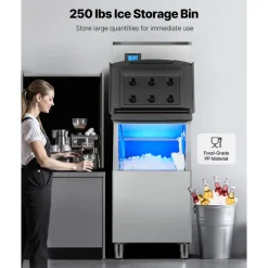 VEVOR Commercial Ice Maker Machine, 360LBS/24H Ice-Making Machine with 300LBS Large Storage Bin, Auto Self-Cleaning Ice Maker with Touchscreen for Bar Cafe Restaurant Business Commercial