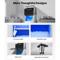 VEVOR Commercial Ice Maker Machine, 360LBS/24H Ice-Making Machine with 300LBS Large Storage Bin, Auto Self-Cleaning Ice Maker with Touchscreen for Bar Cafe Restaurant Business Commercial