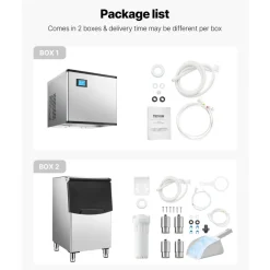 VEVOR Commercial Ice Maker Machine, 360LBS/24H Ice-Making Machine with 300LBS Large Storage Bin, Auto Self-Cleaning Ice Maker with Touchscreen for Bar Cafe Restaurant Business Commercial