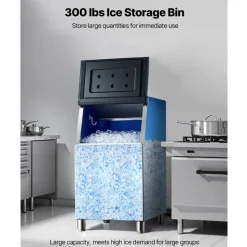 VEVOR Commercial Ice Maker Storage Bin, 300 LBS Capacity Stainless Steel Ice-Bin, Commercial Ice Storage Bin with Adjustable Anti-slip Rubber Feet, Suitable for Restaurant, Hotel and Beverage Shops