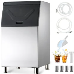 VEVOR Commercial Ice Maker Storage Bin, 300 LBS Capacity Stainless Steel Ice-Bin, Commercial Ice Storage Bin with Adjustable Anti-slip Rubber Feet, Suitable for Restaurant, Hotel and Beverage Shops