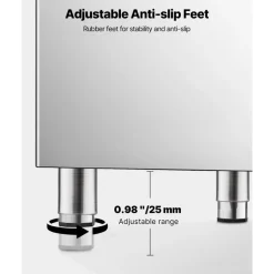 VEVOR Commercial Ice Maker Storage Bin, 300 LBS Capacity Stainless Steel Ice-Bin, Commercial Ice Storage Bin with Adjustable Anti-slip Rubber Feet, Suitable for Restaurant, Hotel and Beverage Shops