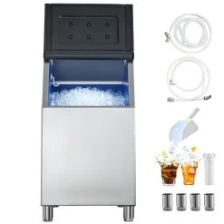 VEVOR Commercial Ice Maker Storage Bin, 300 LBS Capacity Stainless Steel Ice-Bin, Commercial Ice Storage Bin with Adjustable Anti-slip Rubber Feet, Suitable for Restaurant, Hotel and Beverage Shops