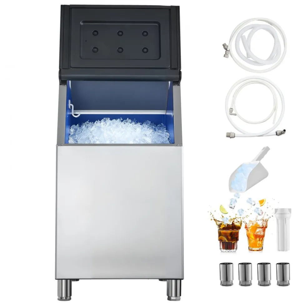 VEVOR Commercial Ice Maker Storage Bin, 300 LBS Capacity Stainless Steel Ice-Bin, Commercial Ice Storage Bin with Adjustable Anti-slip Rubber Feet, Suitable for Restaurant, Hotel and Beverage Shops