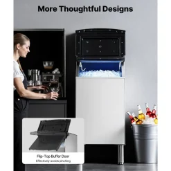 VEVOR Commercial Ice Maker Storage Bin, 300 LBS Capacity Ice-Bin, Stainless Steel Commercial Ice Storage Bin with Adjustable Anti-slip Rubber Feet, Suitable for Restaurant Hotel and Beverage Shops
