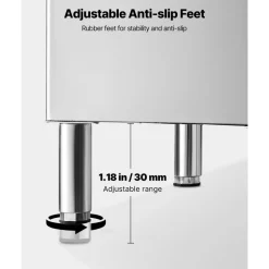 VEVOR Commercial Ice Maker Storage Bin, 300 LBS Capacity Ice-Bin, Stainless Steel Commercial Ice Storage Bin with Adjustable Anti-slip Rubber Feet, Suitable for Restaurant Hotel and Beverage Shops