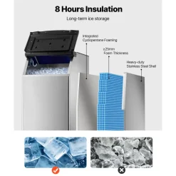 VEVOR Commercial Ice Maker Storage Bin, 300 LBS Capacity Ice-Bin, Stainless Steel Commercial Ice Storage Bin with Adjustable Anti-slip Rubber Feet, Suitable for Restaurant Hotel and Beverage Shops
