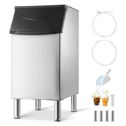 VEVOR Commercial Ice Maker Storage Bin, 300 LBS Capacity Ice-Bin, Stainless Steel Commercial Ice Storage Bin with Adjustable Anti-slip Rubber Feet, Suitable for Restaurant Hotel and Beverage Shops