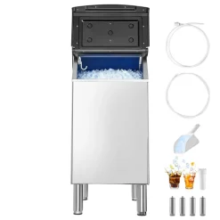 VEVOR Commercial Ice Maker Storage Bin, 300 LBS Capacity Ice-Bin, Stainless Steel Commercial Ice Storage Bin with Adjustable Anti-slip Rubber Feet, Suitable for Restaurant Hotel and Beverage Shops