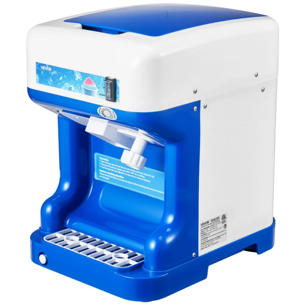 VEVOR Commercial Ice Shaver Crusher, 286lbs Per Hour Electric Snow Cone Maker with 2L Ice Cube Box, 250W 1500RPM Tabletop Shaved Ice Machine for Parties Events Snack Bar, Home and Commercial Use (Blue)