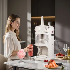 VEVOR Commercial Ice Shaver Crusher, 220lbs/hr Electric Fluffy Ice & Snow Cone Machine, 250W 1500RPM Tabletop Fluffy Shaved-Ice Machine for Parties Events Snack Bar, Home and Commercial Use (White)
