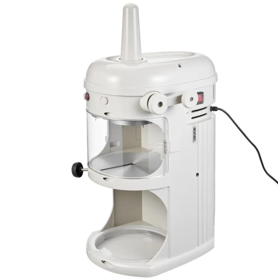 VEVOR Commercial Ice Shaver Crusher, 220lbs/hr Electric Fluffy Ice & Snow Cone Machine, 250W 1500RPM Tabletop Fluffy Shaved-Ice Machine for Parties Events Snack Bar, Home and Commercial Use (White)