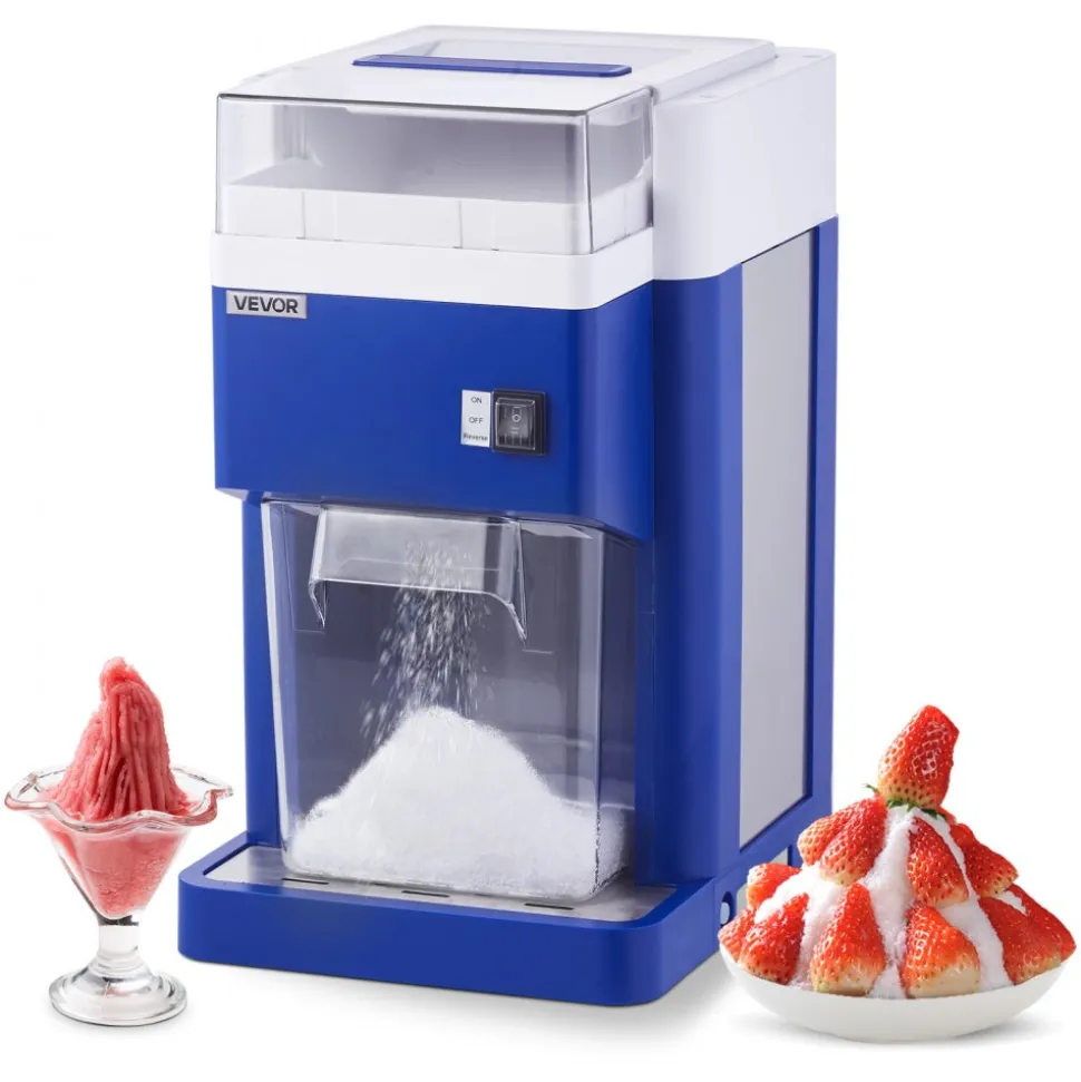 VEVOR Commercial Ice Shaver Machine, 1.91QT /1.8L Large Electric Snow Cone Machine, Fine & Fluffy with 300W Motor, Stainless Steel Blades, Shaved Ice Maker for Dessert Shop Home Party Restaurant, Blue