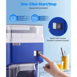 VEVOR Commercial Ice Shaver Machine, 1.91QT /1.8L Large Electric Snow Cone Machine, Fine & Fluffy with 300W Motor, Stainless Steel Blades, Shaved Ice Maker for Dessert Shop Home Party Restaurant, Blue