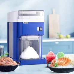 VEVOR Commercial Ice Shaver Machine, 1.91QT /1.8L Large Electric Snow Cone Machine, Fine & Fluffy with 300W Motor, Stainless Steel Blades, Shaved Ice Maker for Dessert Shop Home Party Restaurant, Blue