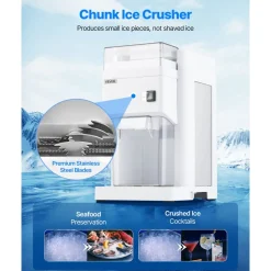 VEVOR Commercial Ice Shaver Machine, 661 LBS/H Electric Ice Crusher with Replaceable Container, 350W Premium Motor, 4 Blades, Shaved Snow Cone Machine Ice Maker for Dessert Shop Bar Party, Silver