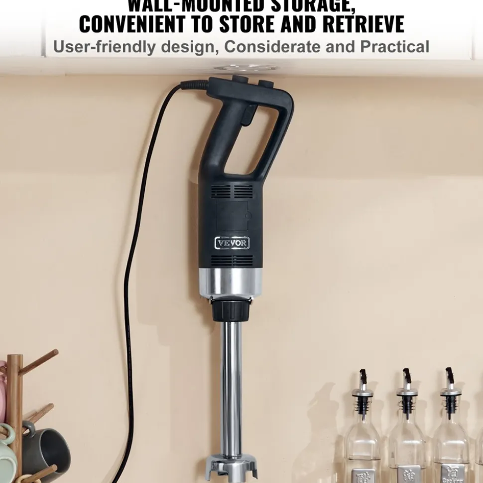VEVOR Commercial Immersion Blender, 500 Watt Heavy Duty Hand Mixer, Variable Speed Kitchen Stick Mixer with 304 Stainless Steel Blade, Multi-Purpose Portable Mixer for Soup, Smoothie, Puree, Baby Food