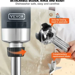 VEVOR Commercial Immersion Blender, 500 Watt Heavy Duty Hand Mixer, Variable Speed Kitchen Stick Mixer with 304 Stainless Steel Blade, Multi-Purpose Portable Mixer for Soup, Smoothie, Puree, Baby Food