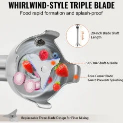 VEVOR Commercial Immersion Blender, 350W Heavy Duty Hand Mixer, 20 inch Stepless Variable Speed Mixer with Stainless Steel Blade, Multi-Purpose Portable Mixer for Soup, Sauces, Mashed Potatoes, Cream