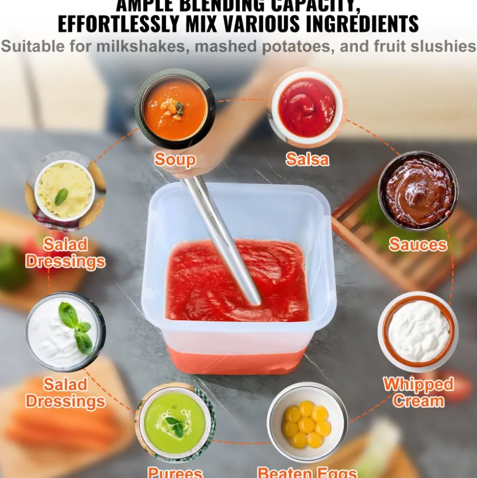 VEVOR Commercial Immersion Blender, 750W 20" Heavy Duty Hand Mixer, Variable Speed Kitchen Stick Mixer with 304 Stainless Steel Blade, Multi-Purpose Portable Mixer for Soup, Smoothie, Puree, Baby Food