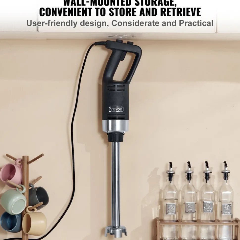 VEVOR Commercial Immersion Blender, 750W 20" Heavy Duty Hand Mixer, Variable Speed Kitchen Stick Mixer with 304 Stainless Steel Blade, Multi-Purpose Portable Mixer for Soup, Smoothie, Puree, Baby Food