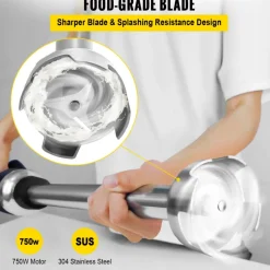 VEVOR Commercial Immersion Blender Variable Speed Heavy Duty Immersion Blender 750W Commercial Hand Mixer 304 Stainless Steel Hand Blender Commercial (11.8