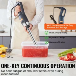VEVOR Commercial Immersion Blender, 350W Heavy Duty Hand Mixer, 16 inch Stepless Variable Speed Mixer with Stainless Steel Blade, Multi-Purpose Portable Mixer for Soup, Sauces, Mashed Potatoes, Cream