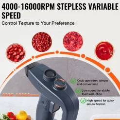 VEVOR Commercial Immersion Blender, 350W Heavy Duty Hand Mixer, 16 inch Stepless Variable Speed Mixer with Stainless Steel Blade, Multi-Purpose Portable Mixer for Soup, Sauces, Mashed Potatoes, Cream