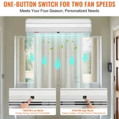 VEVOR 36" Commercial Indoor Air Curtain Super Power 2 Speeds 900CFM, Wall Mounted Air Curtains for Doors, Indoor Over Door Fan with Heavy Duty Limit Switch, Easy-Install 110V Unheated