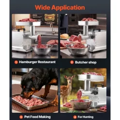 VEVOR Commercial Meat Grinder, 11 Lbs/Min Capacity, #12 Electric Meat Mincer with 3 Plates, 3 Sausage Stuffing Tubes, 550W/0.7HP Stainless Steel Sausage Maker for Home Kitchen & Restaurant, ETL Listed
