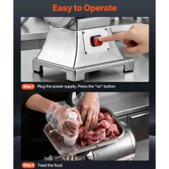 VEVOR Commercial Meat Grinder, 21 Lbs/Min Capacity, #32 Electric Meat Mincer with 3 Plates, 3 Sausage Stuff Tubes, 1100W/1.5HP Stainless Steel Sausage Maker for Home Kitchens & Restaurants, ETL Listed