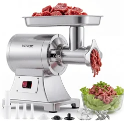 VEVOR Commercial Meat Grinder, 21 Lbs/Min Capacity, #32 Electric Meat Mincer with 3 Plates, 3 Sausage Stuff Tubes, 1100W/1.5HP Stainless Steel Sausage Maker for Home Kitchens & Restaurants, ETL Listed