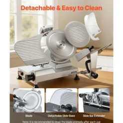 VEVOR Commercial Meat Slicer, 320W Electric Deli Food Slicer with 12" Carbon Steel Blade, Built-In Sharpener & 0-0.6" Adjustable Thickness for Frozen Meat, Ham, Baguett, Steak, UL Approved