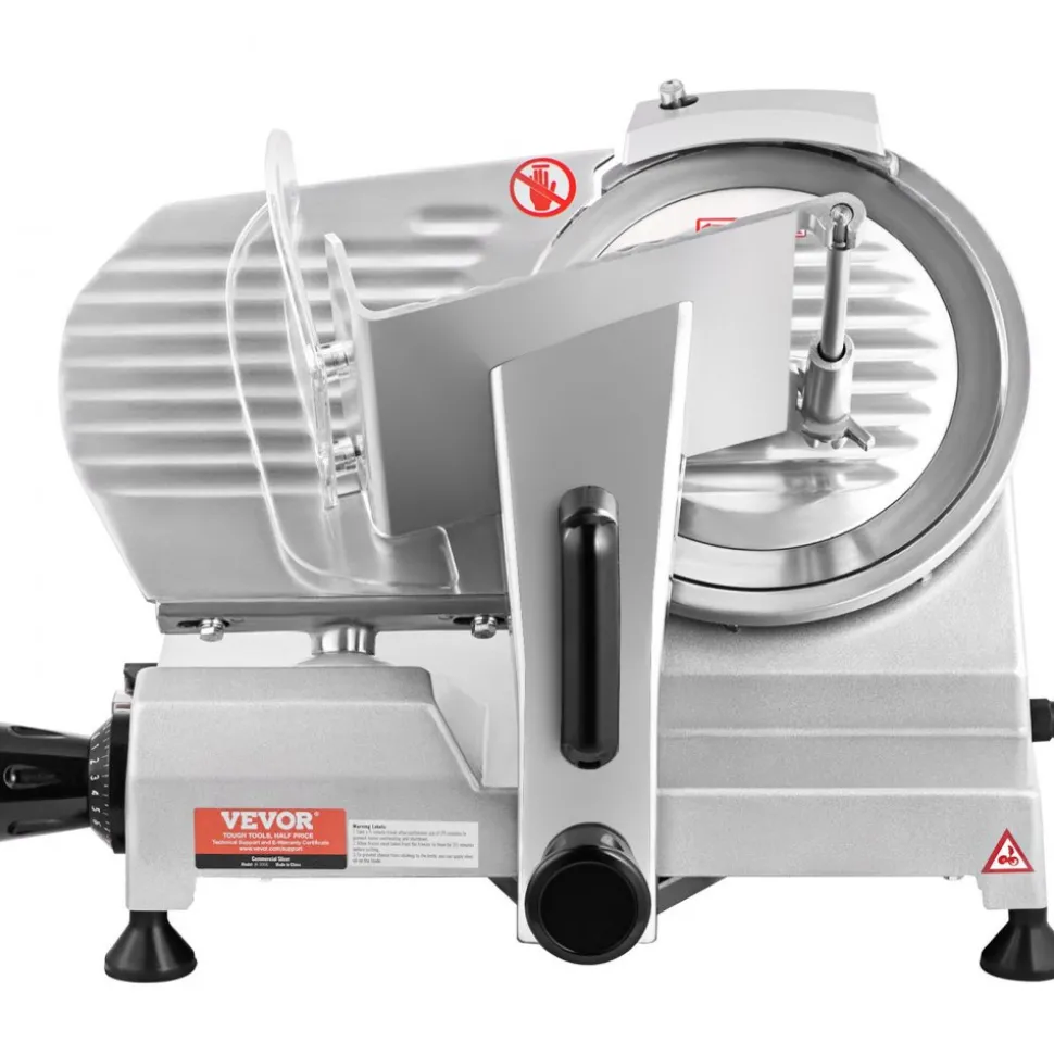 VEVOR Commercial Meat Slicer, 200W Electric Deli Food Slicer, 350-400RPM Meat Slicer with 8" Carbon Steel Blade, 0 - 0.47 inch Adjustable Thickness Electric Meat Slicer for Home and Commercial Use