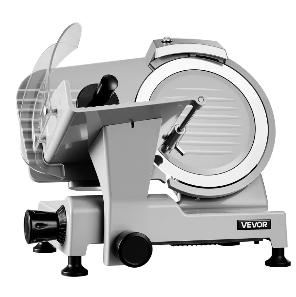 VEVOR Commercial Meat Slicer 300W Electric Cutter 8.7" Carbon Steel Blade, Food Slicer Machine with Removable Blade and Food Tray, 0-0.5" Adjustable Thickness ,for Frozen Meat, Ham, Baguett, Steak