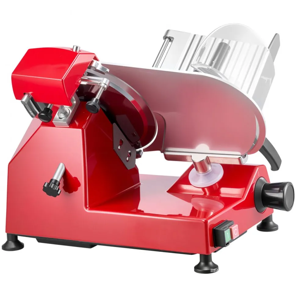 VEVOR Commercial Meat Slicer 340W Electric Deli Food Slicer 10 inch Blade, 350-400RPM Electric Food Slicer, Carbon Steel Blade Meat Slicer, 0-0.47 inch Adjustable Thickness for Commercial and Home Use