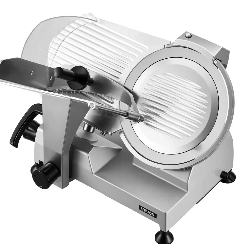 VEVOR Commercial Meat Slicer, 400W Electric Cutter, Removable 12" Carbon Steel Blade and Food Tray, 0-0.59" Adjustable Thickness Food Slicer Machine, for Frozen Meat, Ham, Baguett, Steak, ETL Approved
