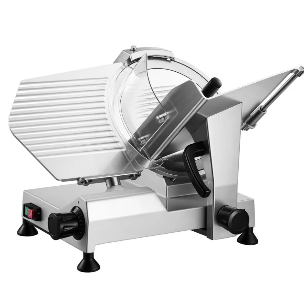 VEVOR Commercial Meat Slicer, 400W Electric Cutter, Removable 12" Carbon Steel Blade and Food Tray, 0-0.59" Adjustable Thickness Food Slicer Machine, for Frozen Meat, Ham, Baguett, Steak, ETL Approved
