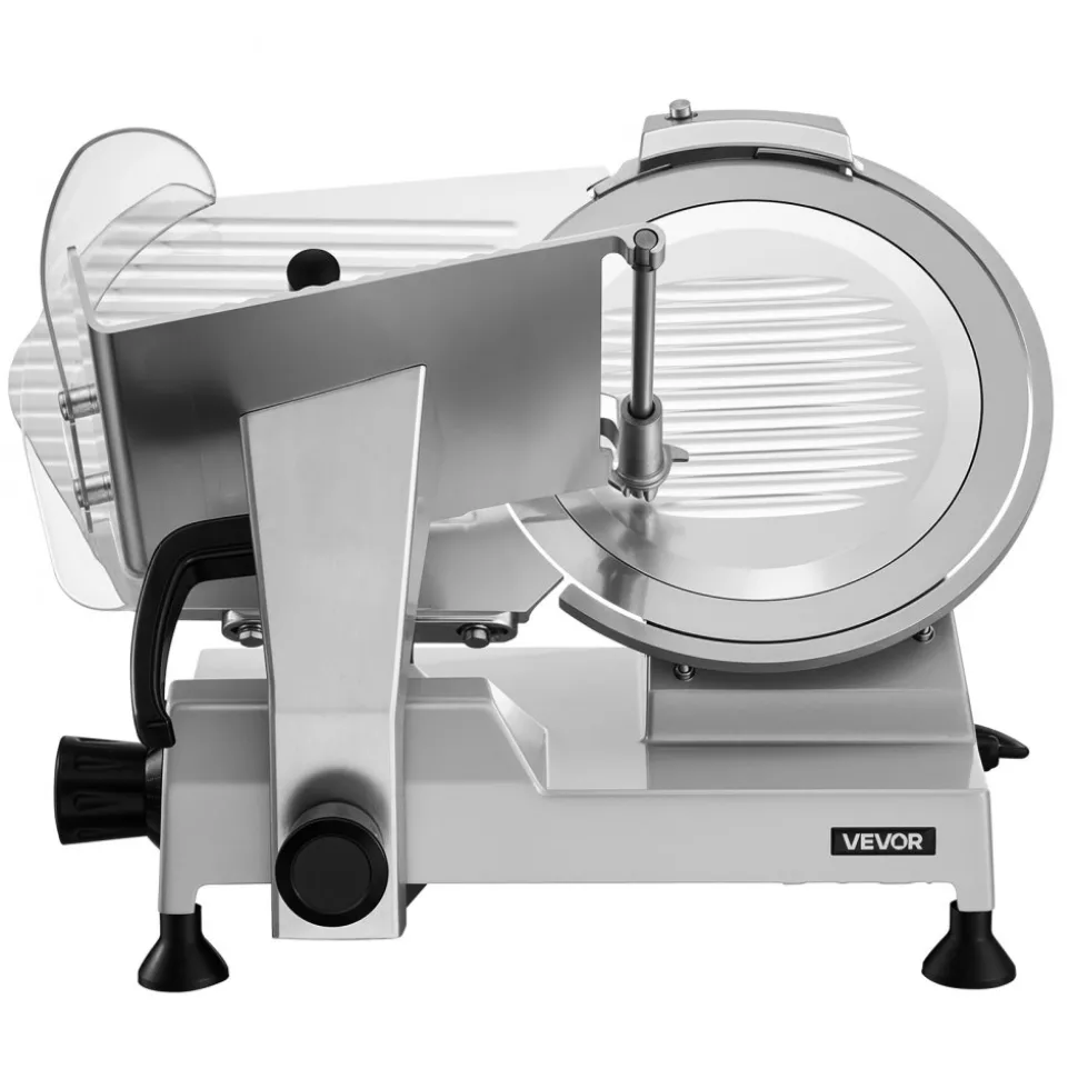 VEVOR Commercial Meat Slicer, 400W Electric Cutter, Removable 12" Carbon Steel Blade and Food Tray, 0-0.59" Adjustable Thickness Food Slicer Machine, for Frozen Meat, Ham, Baguett, Steak, ETL Approved